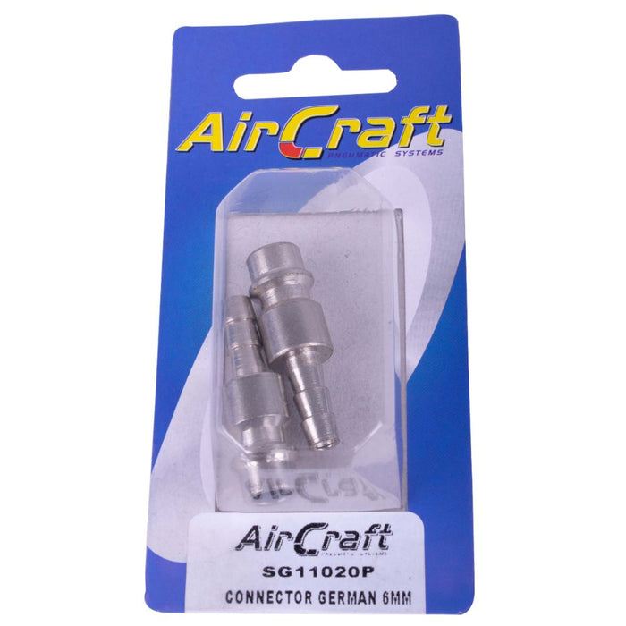 AirCraft | Connector German 6mm Hosetail 2Pc