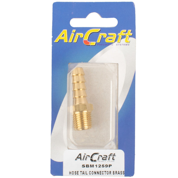 AirCraft | Hose Tail Connector Brass 1/4"M X 10mm 1Pc Pack