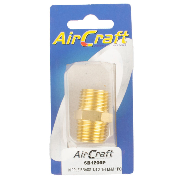 AirCraft | Nipple Brass 1/4"X1/4" M/M 1Pc