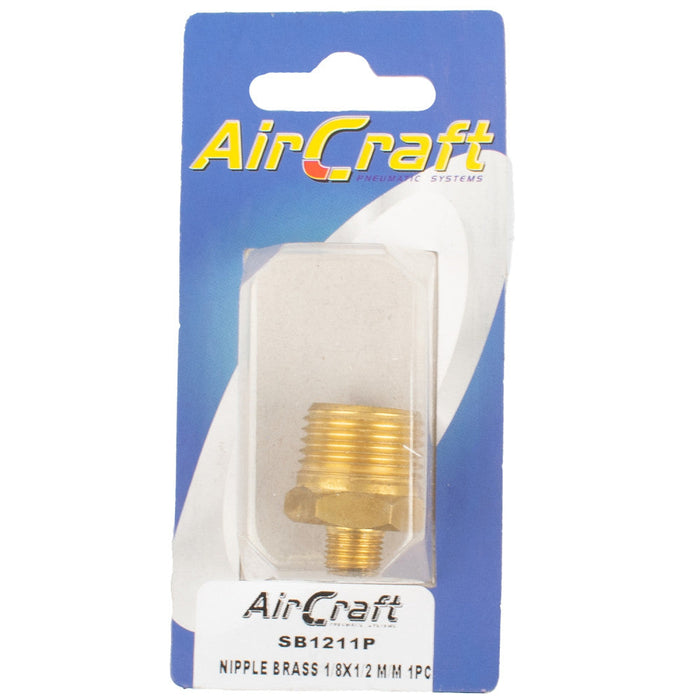 AirCraft | Nipple Brass 1/8"X1/2" M/M 1Pc