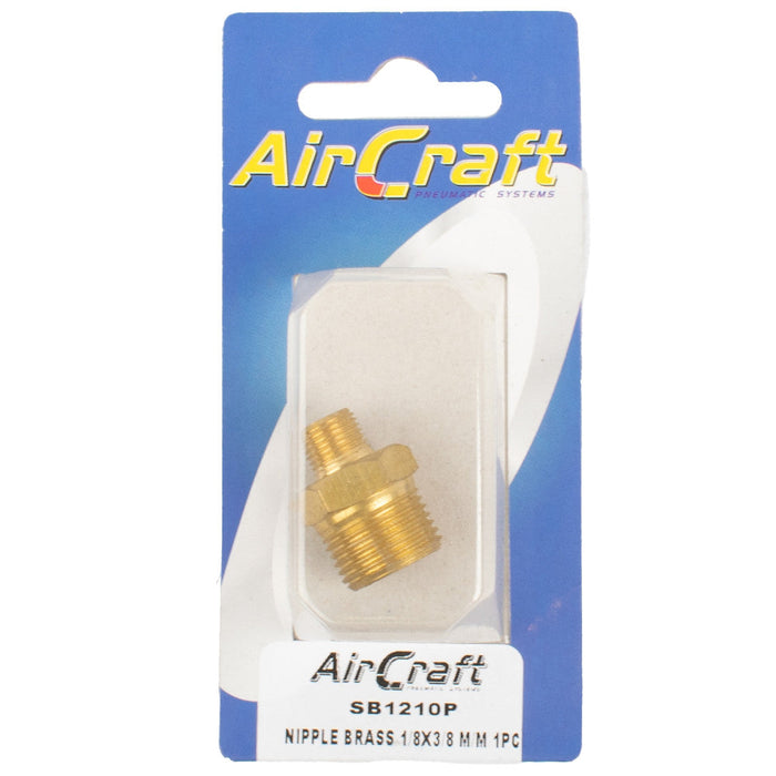 AirCraft | Nipple Brass 1/8"X3/8" M/M 1Pc