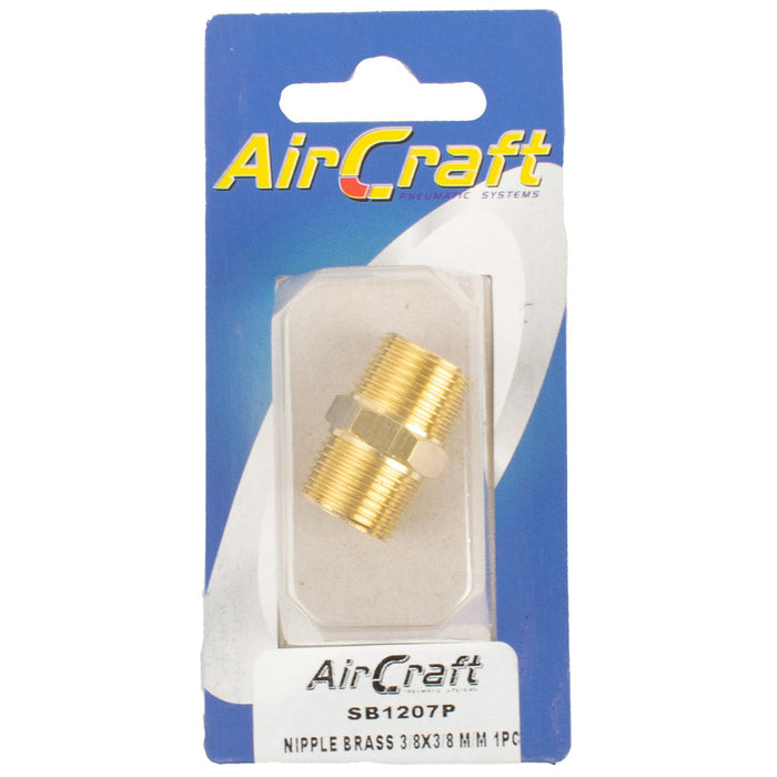 AirCraft | Nipple Brass 3/8"X3/8" M/M 1Pc