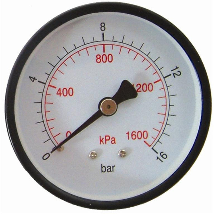 AirCraft | Pressure Gauge 63mm Rear Fit 1/4" 0-16Bar 0-1600kPa