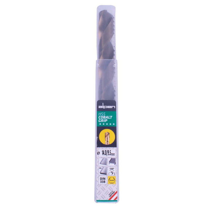 Alpen | Drill Bit HSS Cobalt Grip 14.0mm DIN338 Reduced Shank 9,5mm
