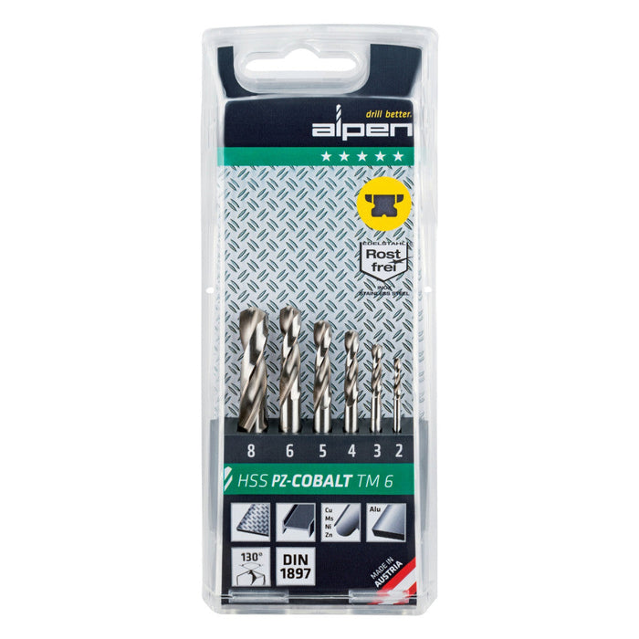 Alpen | Drill Bit Set HSS PZ-Cobalt Stubby 2-8mm 6Pc