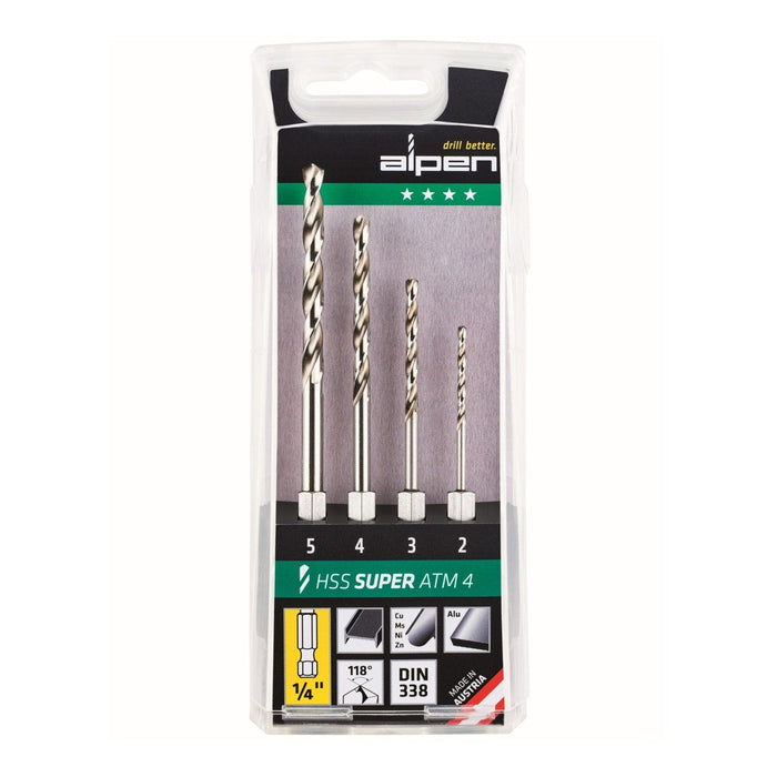 Alpen | Drill Bit Set HSS Super Hex Shank 4Pc