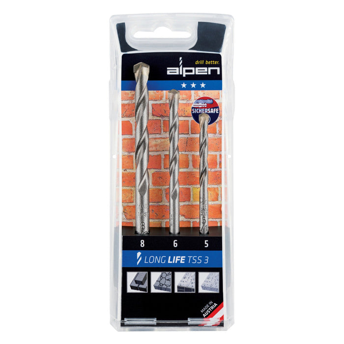 Alpen | Drill Bit Set Masonry Long Life 3Pc