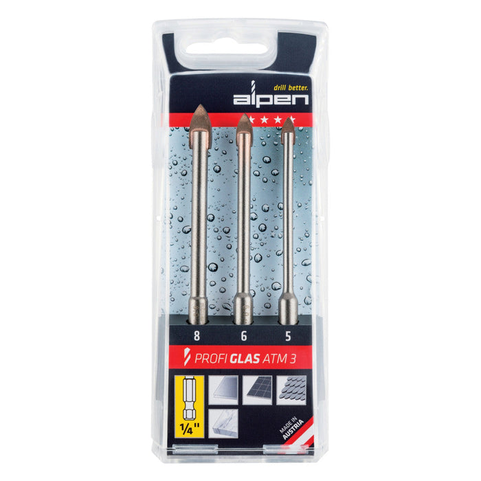 Alpen | Drill Bit Set Profi Glass Hex Shank 3Pc