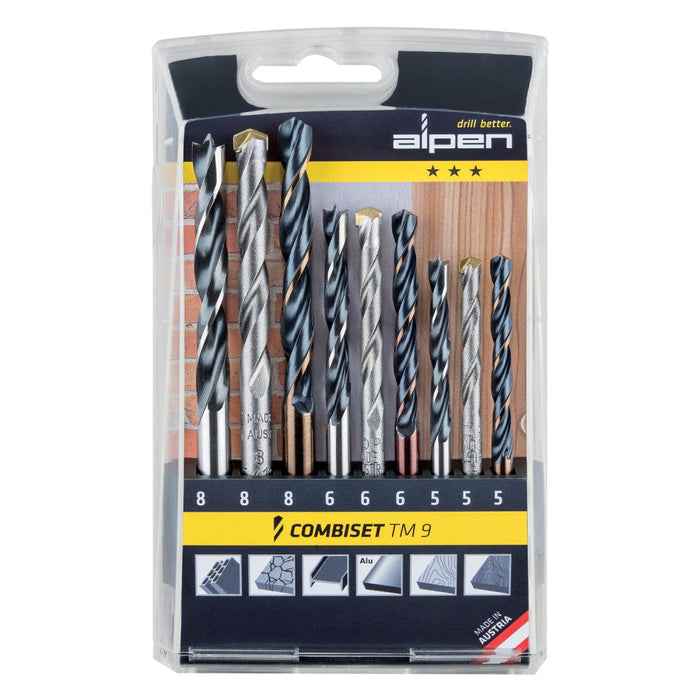 Alpen | Drill Bit Set Wood/Steel/Masonry 5, 6 & 8mm 9Pc