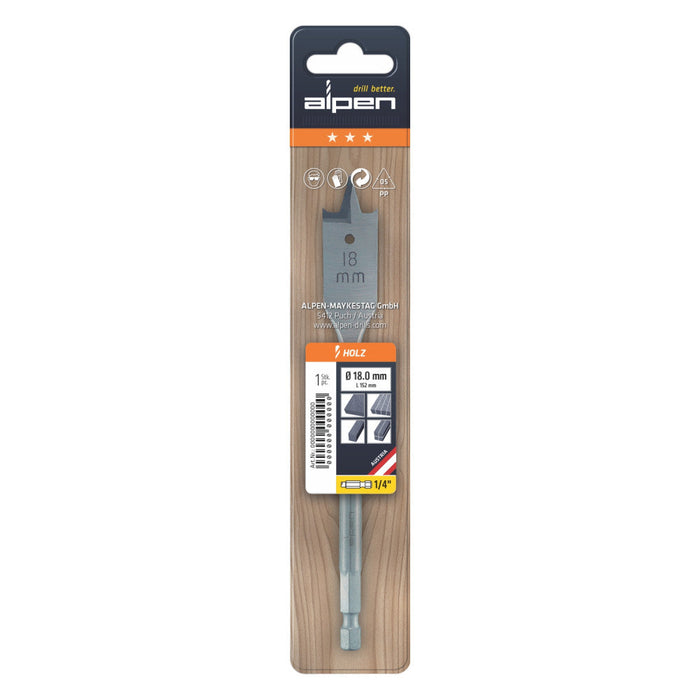 Alpen | Spade Bit Hex Shank 18 X 152mm