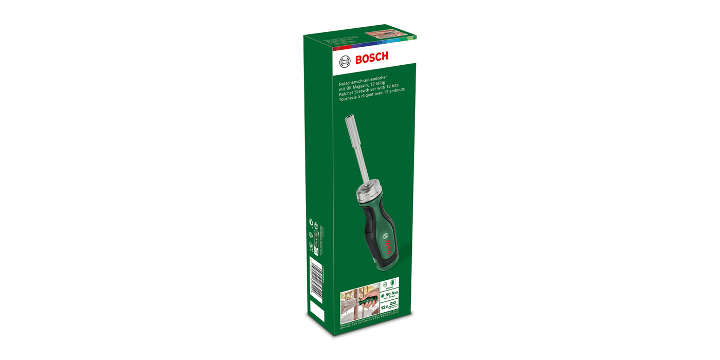 Bosch DIY | Screwdriver Ratchet with 12 Bits (Magazine 1)