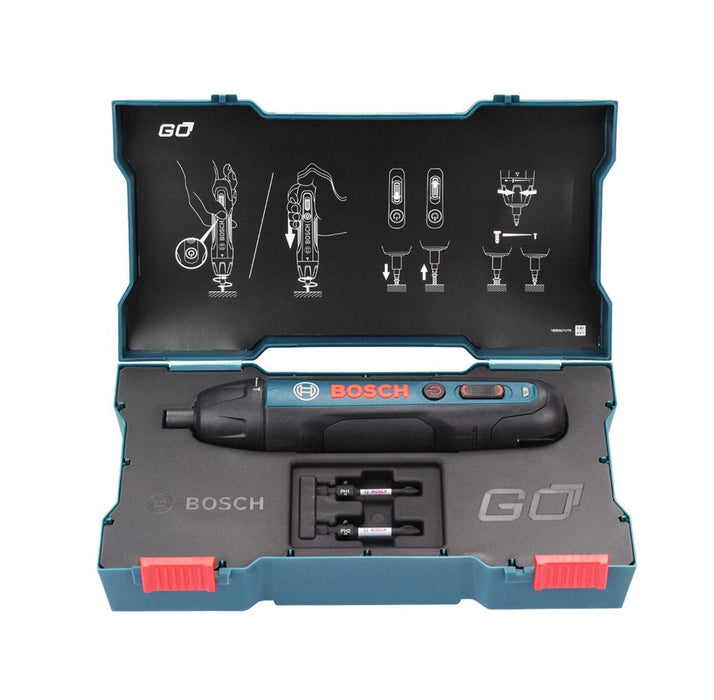 Bosch Professional | Cordless Screwdriver Go II Kit Push Start - includes USB charge cable+ 2 x Bits - BPM Toolcraft