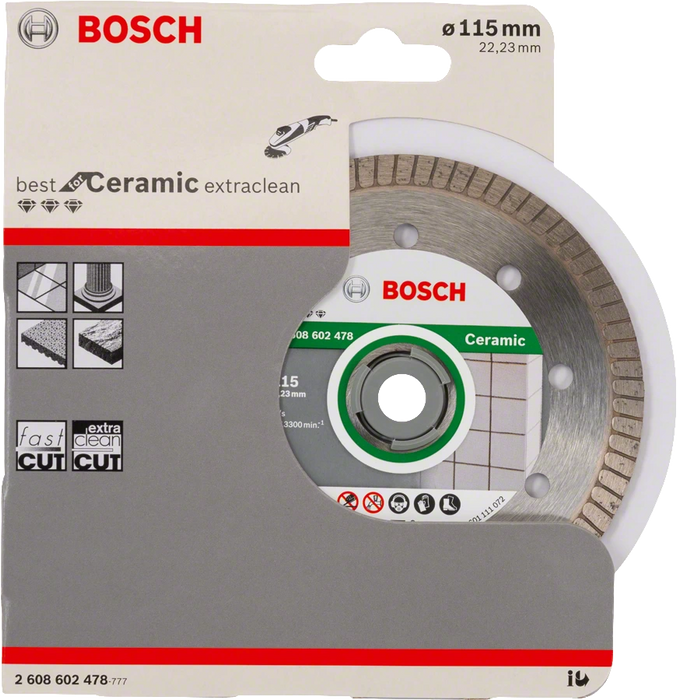 Bosch Professional | Cutting Disc Best for Ceramics Extra Clean Turbo 115 X 22,23 X 1,4 X 7 Continuous Rim