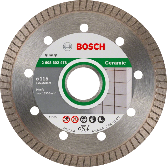 Bosch Professional | Cutting Disc Best for Ceramics Extra Clean Turbo 115 X 22,23 X 1,4 X 7 Continuous Rim