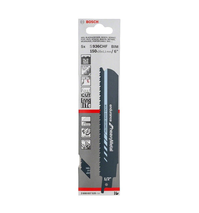 Bosch | Reciprocating Saw Blade S 936 CHF Endurance for Heavy Metal 5Pk - BPM Toolcraft