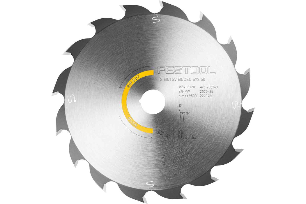 Festool | Saw blade WOOD RIP CUT HW 168x1,8x20 PW16