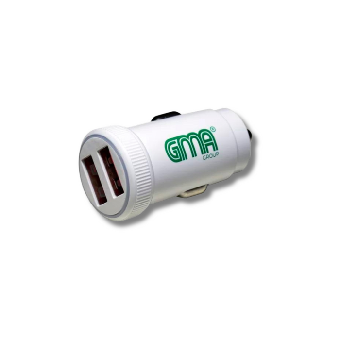 GMA | Car Charger Dual USB - White