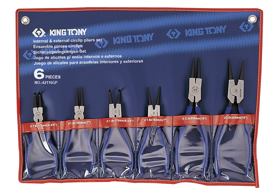 King Tony | Pliers Circlip Set 6Pc 180mm & 250mm