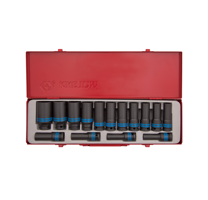 King Tony | Socket Set 15Pc 1/2" Deep Impact 10-32mm 6Pt