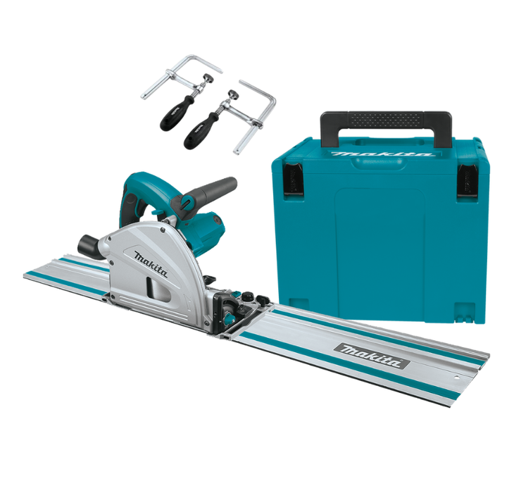 Makita | Circular Saw Plunge Cut c/w 1,4m Guide Rail SP6000J + Clamp Set - BPM Toolcraft