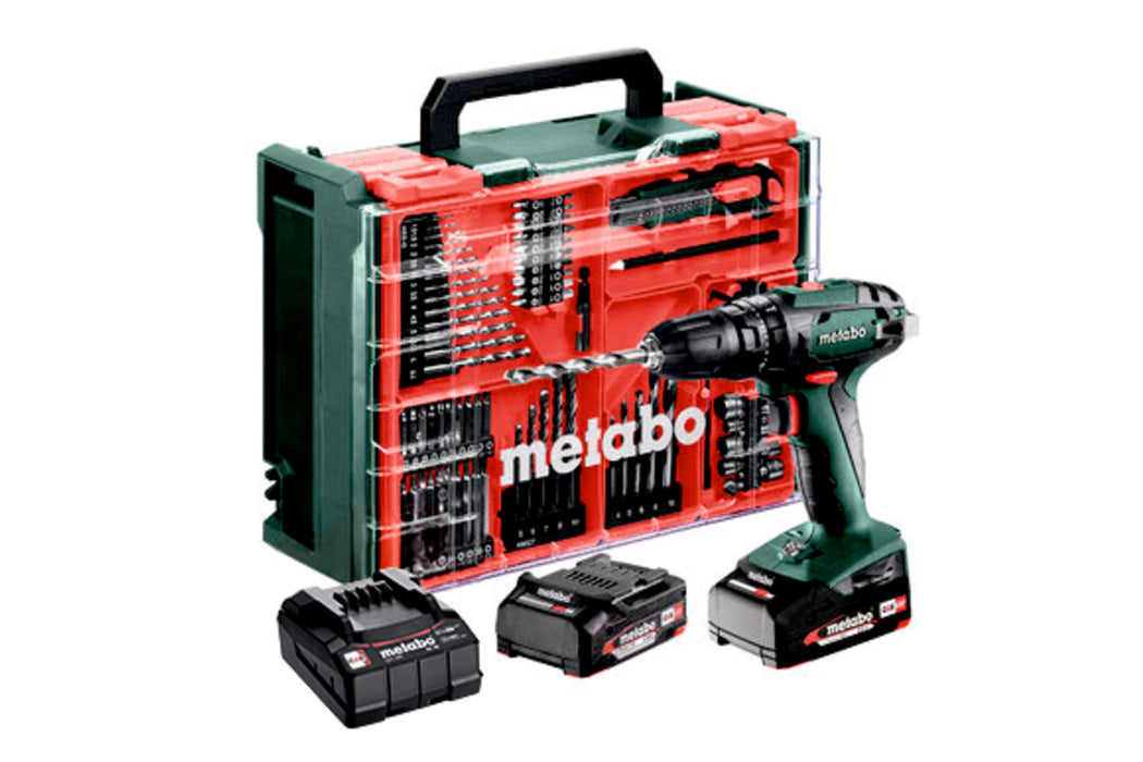 Metabo | Cordless Hammer Drill Set SB 18 L + 2 X 2Ah Battery + Charger 78Pc Mobile Workshop