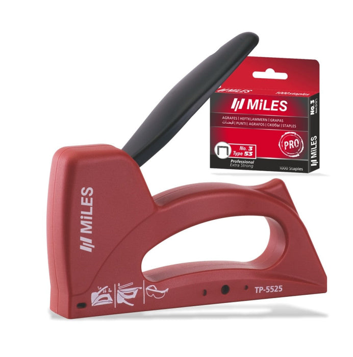 Miles | Staple Gun Kit ABS Body Incl. 22G 8mm JT21 Staples Reload Ind.