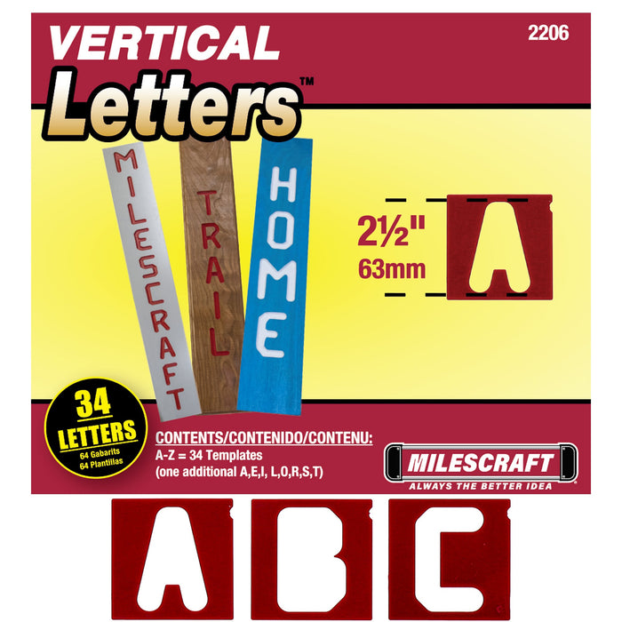 Milescraft | Templates Vertical Letter 2 1/2"/63mm 34pc