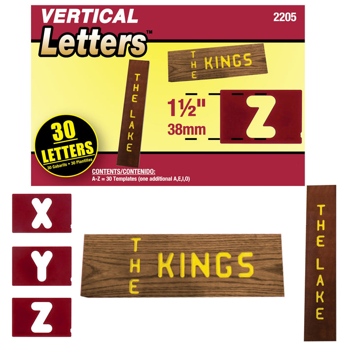 Milescraft | Templates Vertical Letters 1 1/2"/38mm 30pc