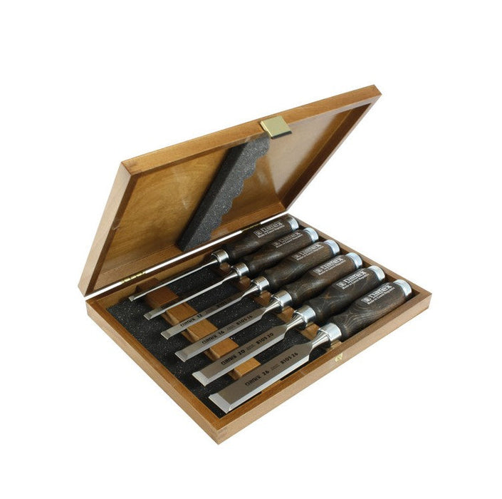 Narex Tool Narex | Set of Bevel Edge Chisels with Steel Ferrule in Wooden Box 6Pc-Set of Bevel Edge Chisels- BPM Toolcraft