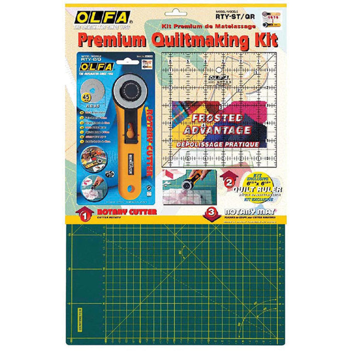 Olfa | Quilting Kit with Rotary Cutter Rule & Mat