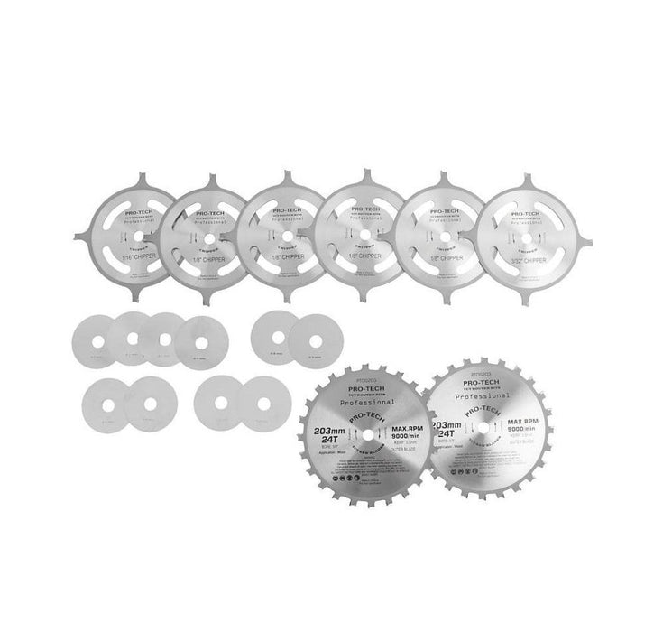 Pro-Tech | Dado Set 203mm/8" X 15.88 X 24T 4 X 1/8" 3/32"1/16" Chip 27.5mm - BPM Toolcraft