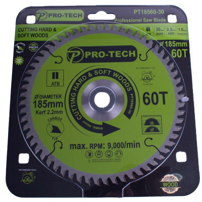 Pro-Tech | Saw Blade TCT 185 X 2.2 X 30mm 60T Wood Professional