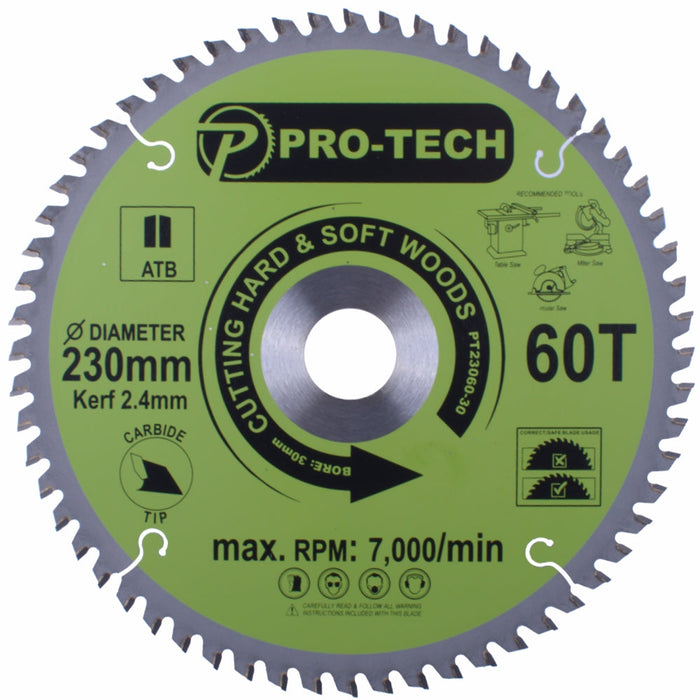 Pro-Tech | Saw Blade TCT 230 X 2.4 X 30mm 60T Wood Prof.