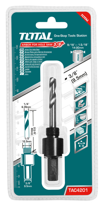 TOTAL | Arbor for Hole Saw 3/8"  14mm - 30mm