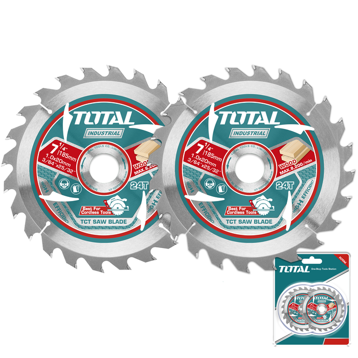 TOTAL | Saw Blade 185X20mm 24T TCT Ultra-Thin 1mm 2Pc