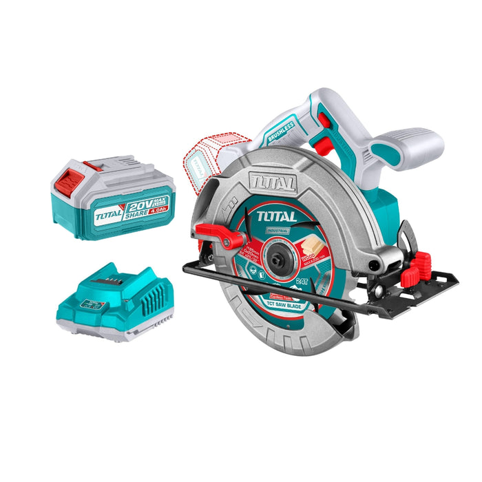 TOTAL | Cordless 20V Circular Saw 185mm + Battery & Charger