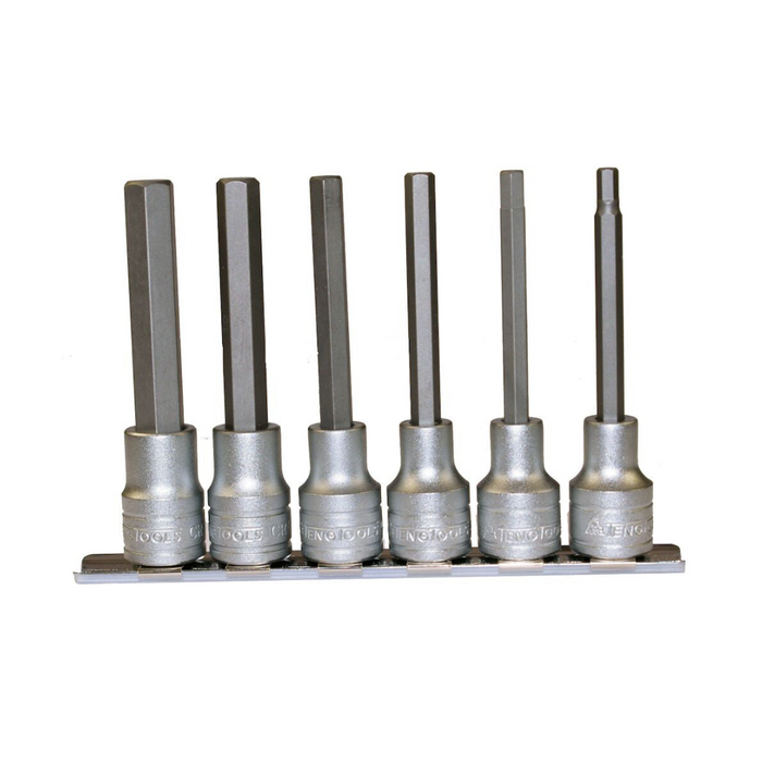 Teng Tools | Socket Clip Rail Set 1/2" Long Hex Bit 6Pc