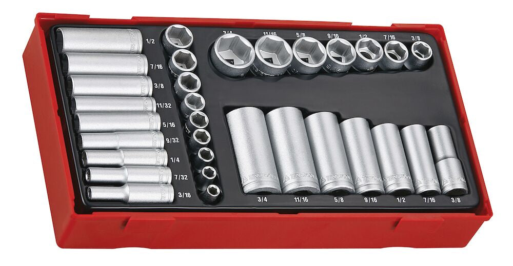 Teng Tools | Socket Set 1/4" & 3/8" AF 6Pt TT1 32Pc