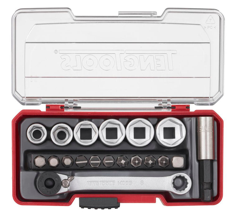 Teng Tools | Socket Set 1/4" 6Pt with Belt Clip 19Pc