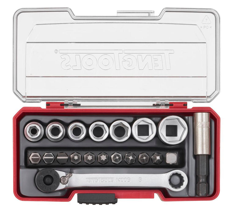 Teng Tools | Socket Set 1/4" 6Pt with Belt Clip 20Pc