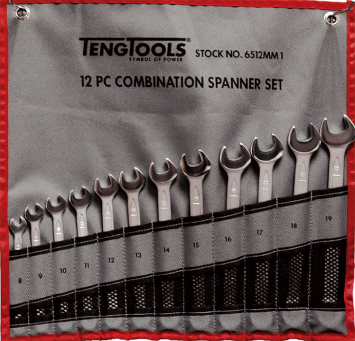 Teng Tools | Spanner Set Combination 8-19mm Tool Roll 12Pc