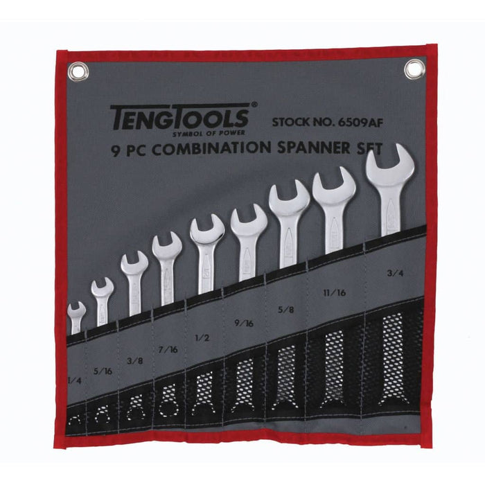 Teng Tools | Spanner Set Combination Imperial 1/4"-3/4" Tool Roll 9Pc