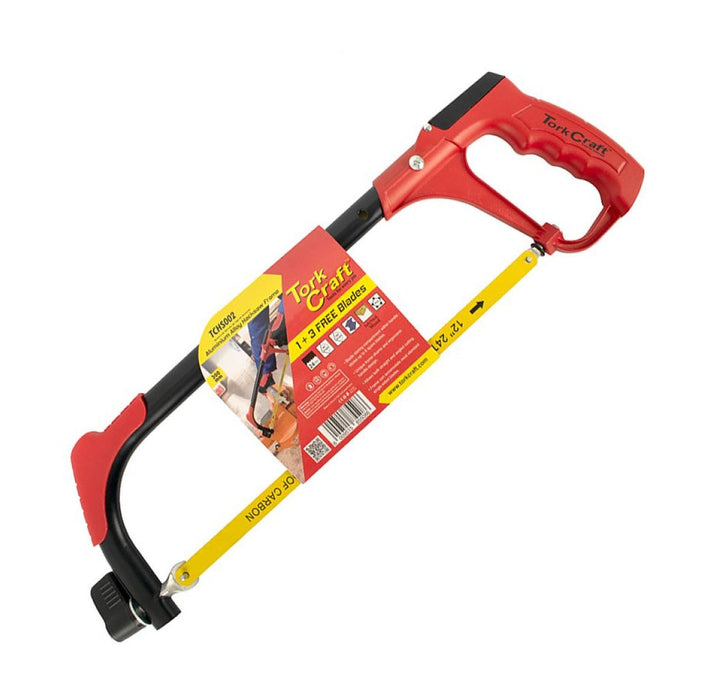 Tork Craft | Aluminium Alloy Hacksaw Frame 300mm c/w 1 + 3 Free Blades