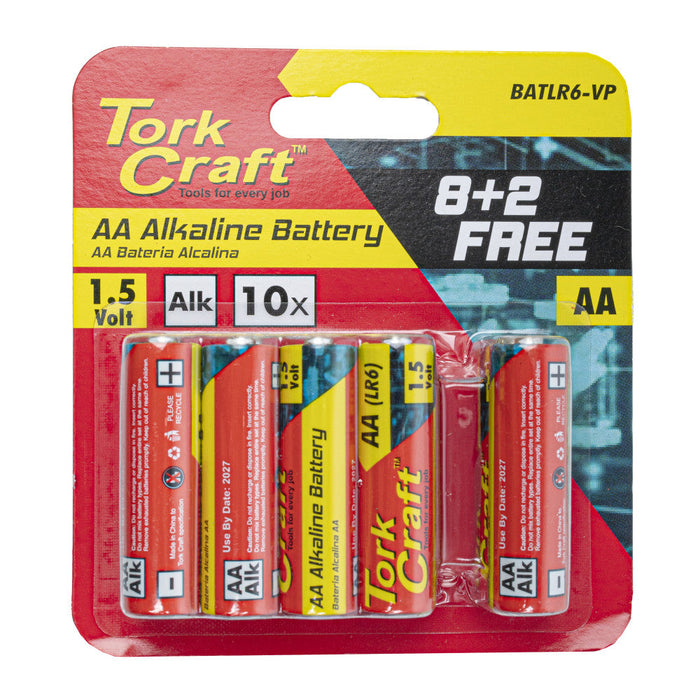 Tork Craft | Batteries AA 1.5V Value Pack 10Pk - 8 + 2 Free