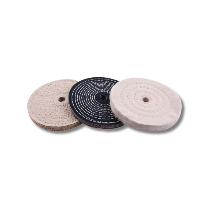 Tork Craft | Buffing Wheel Kit 150mm White & Denim Stitched & Sisal Polishing 3Pc