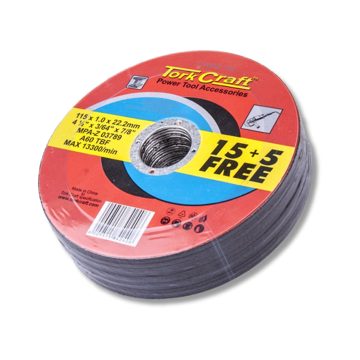 Tork Craft | Cutting Discs 15+ 5 Free for Steel 115X1.0X22.2mm