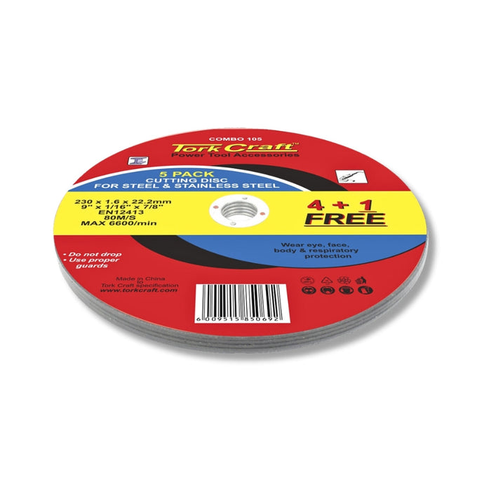 Tork Craft | Cutting Discs 4+1 Free for Metal 230X1.6X22.22mm