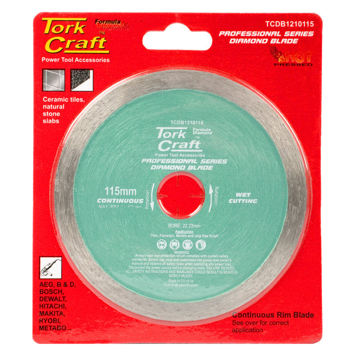 Tork Craft | Diamond Blade 115mm Continuous Rim Hot Pressed Contractor