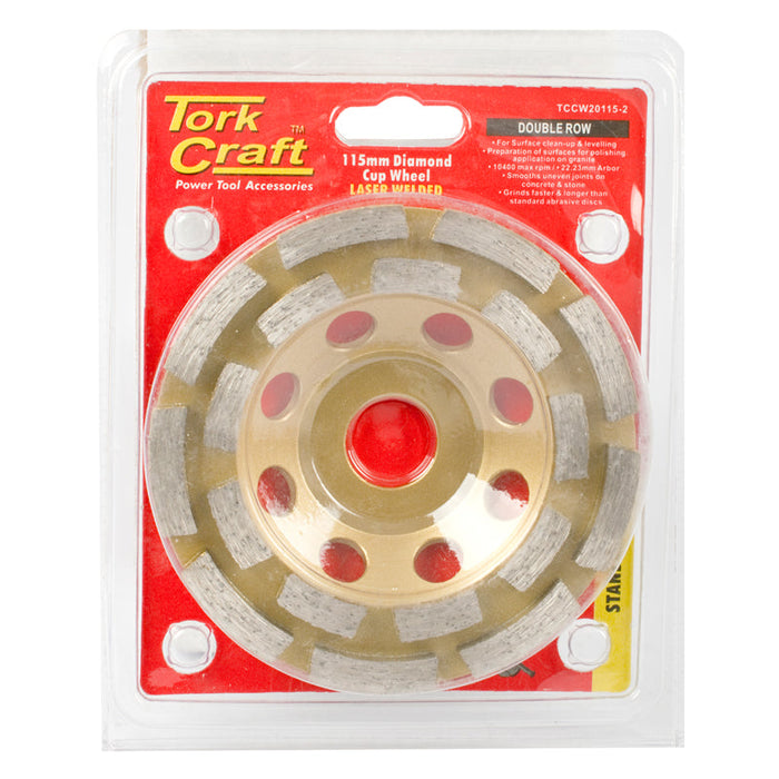 Tork Craft | Diamond Cup Wheel 115 X 22,23mm Double Row Laser Welded