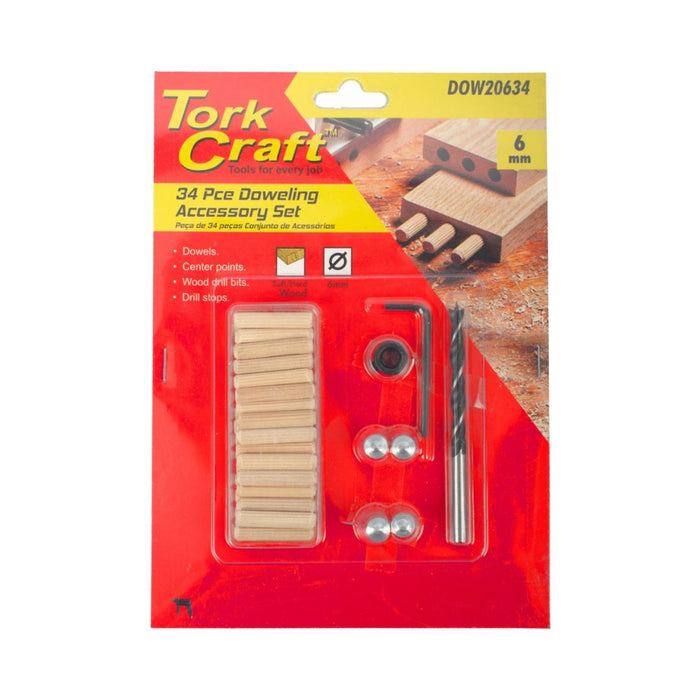 Tork Craft | Dowel Kits 6mm Birch Wood 34Pc